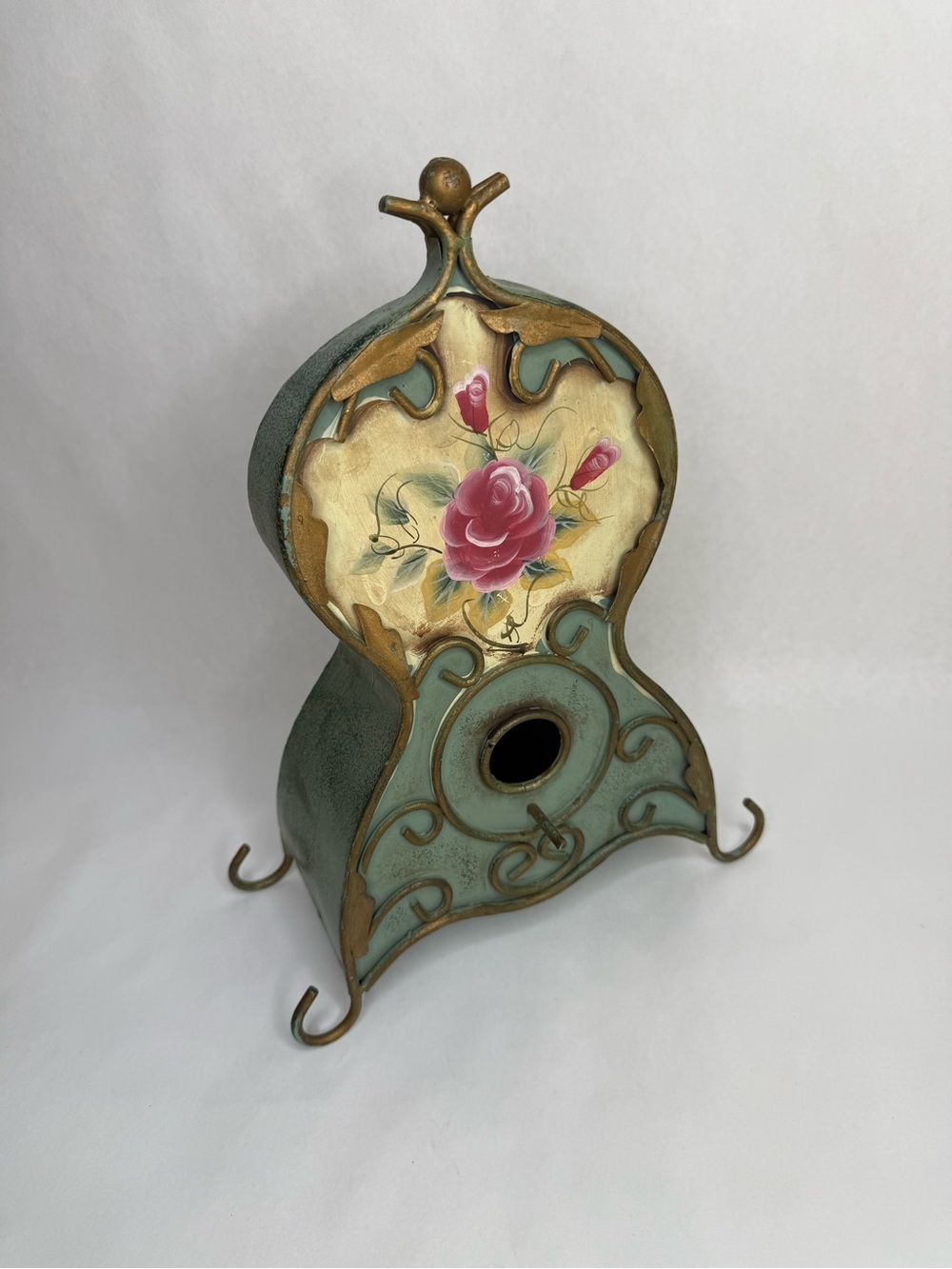 Unique Vintage Metal Hand Painted Bird House 14” x 10”